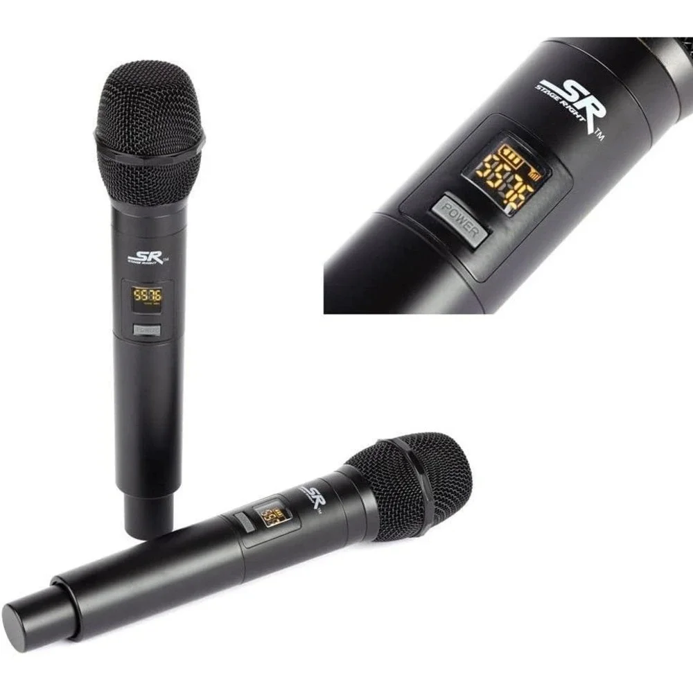 Monoprice Wireless Mic System‎ Dual Handheld 200-Channel UHF for Karaoke Church